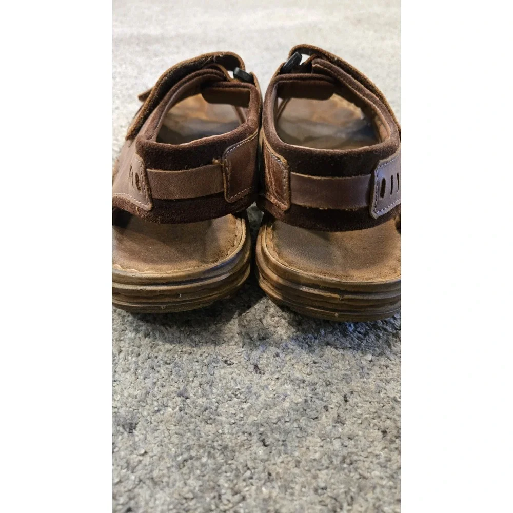 Josef Seibel Mens US 10.5 Brown Leather Walking Jesus Sandals Comfort Hook Loop